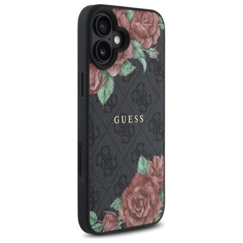 Etui Guess GUHMP16SP4ROPEMCK Apple iPhone 16 hardcase 4G Flowers Print MagSafe czarny/black