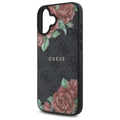 Etui Guess GUHMP16SP4ROPEMCK Apple iPhone 16 hardcase 4G Flowers Print MagSafe czarny/black