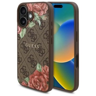 Etui Guess GUHMP16SP4ROPEMCW Apple iPhone 16 hardcase 4G Flowers Print MagSafe brązowy/brown