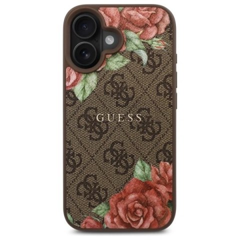 Etui Guess GUHMP16SP4ROPEMCW Apple iPhone 16 hardcase 4G Flowers Print MagSafe brązowy/brown