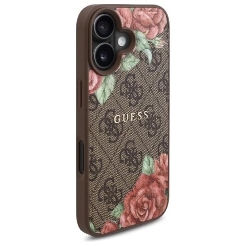 Etui Guess GUHMP16SP4ROPEMCW Apple iPhone 16 hardcase 4G Flowers Print MagSafe brązowy/brown