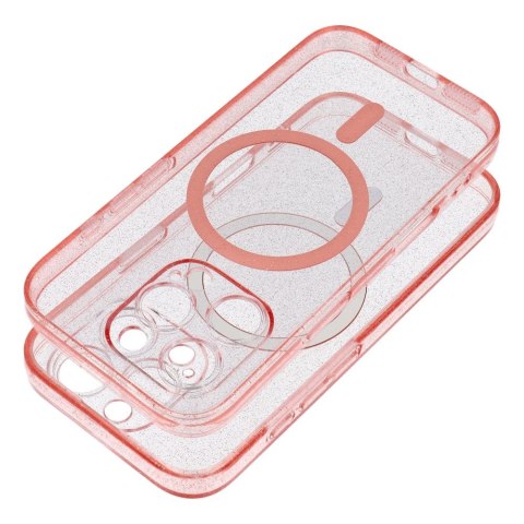 Etui CLEAR MAG COVER z ochroną aparatu kompatybilny z MagSafe do iPhone 15 Pro Max pink glitter