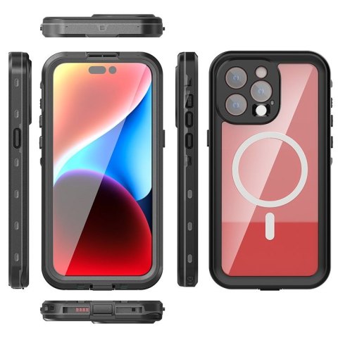 Etui wodoodporny SHELLBOX DOT kompatybilny z MagSafe do iPhone 15 Pro Max czarny