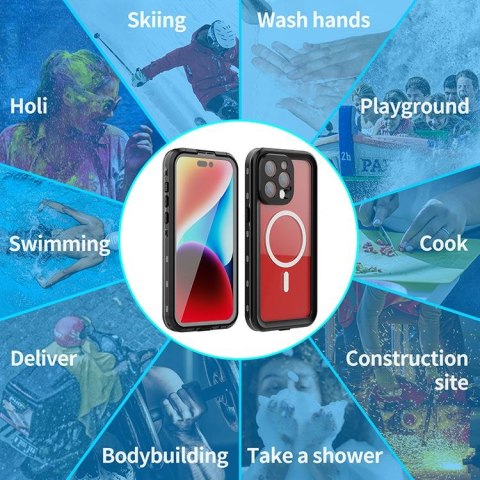 Etui wodoodporny SHELLBOX DOT kompatybilny z MagSafe do iPhone 15 Pro Max czarny
