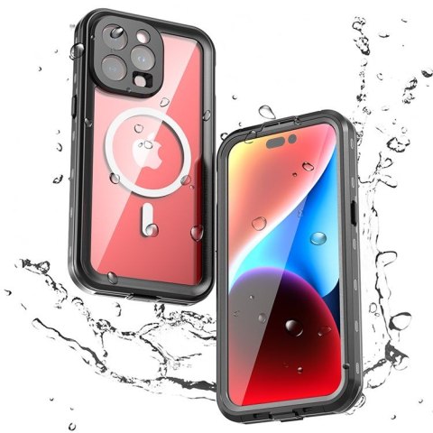 Etui wodoodporny SHELLBOX DOT kompatybilny z MagSafe do iPhone 15 Pro Max czarny
