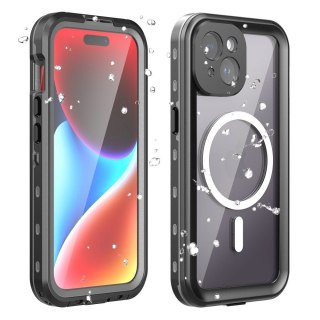Etui wodoodporny SHELLBOX DOT kompatybilny z MagSafe do iPhone 15 czarny