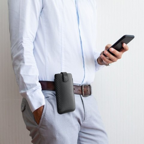 Etui uniwersalny / wsuwka POCKET Carbon - Model 09 - do iPhone 13 mini / 6 / 7 / 8 / 12 mini SAMSUNG S3 (i9300) / S4 (i9500)