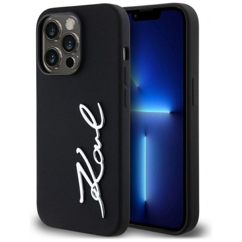 KARL LAGERFELD Etui do iPhone 14 Pro KLHCP14LSCMSMVK (Silicone Sign Metal Logo) czarny