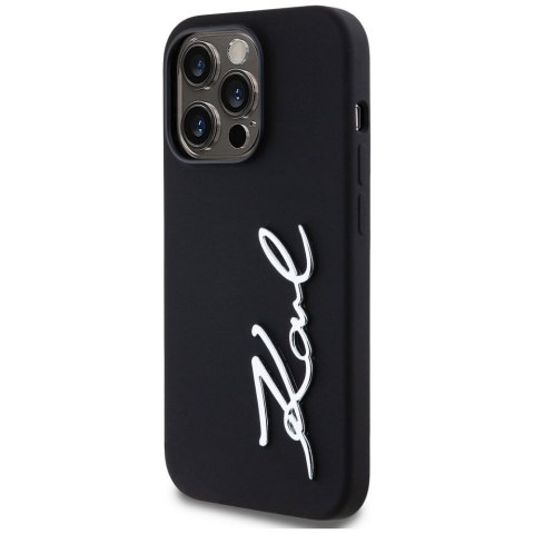 KARL LAGERFELD Etui do iPhone 14 Pro KLHCP14LSCMSMVK (Silicone Sign Metal Logo) czarny
