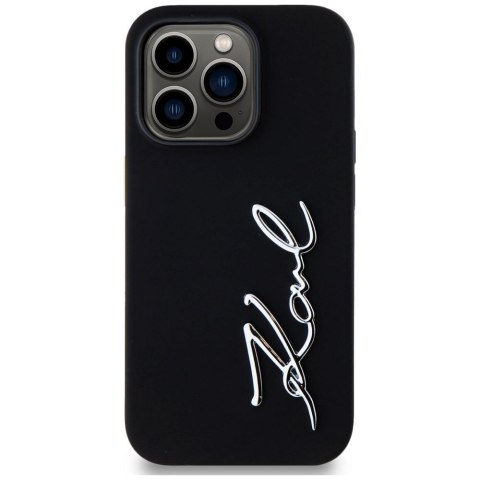 KARL LAGERFELD Etui do iPhone 14 Pro KLHCP14LSCMSMVK (Silicone Sign Metal Logo) czarny