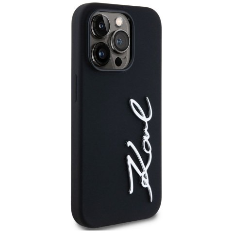 KARL LAGERFELD Etui do iPhone 14 Pro KLHCP14LSCMSMVK (Silicone Sign Metal Logo) czarny