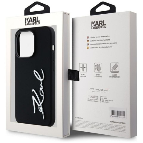 KARL LAGERFELD Etui do iPhone 14 Pro KLHCP14LSCMSMVK (Silicone Sign Metal Logo) czarny