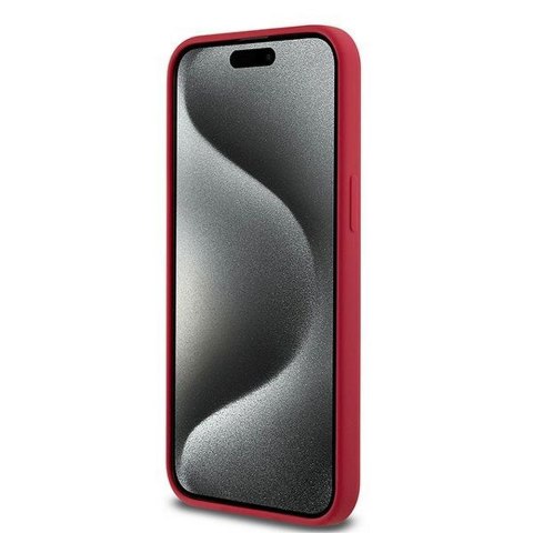 KARL LAGERFELD Etui do iPhone 15 Pro Max kompatybilny z MagSafe KLHMP15XSCMKCRHR (Silicone KC Body Ring) czerwony