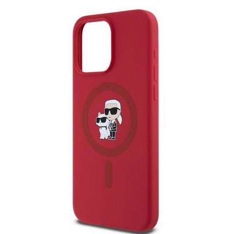 KARL LAGERFELD Etui do iPhone 15 Pro Max kompatybilny z MagSafe KLHMP15XSCMKCRHR (Silicone KC Body Ring) czerwony