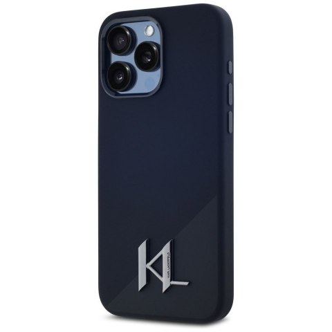 KARL LAGERFELD Etui do iPhone 15 Pro Max kompatybilny z MagSafe KLHMP15XSCMKMPCK (Silicone Initial Metal Logo) czarny