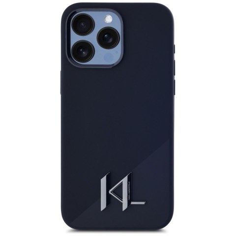 KARL LAGERFELD Etui do iPhone 15 Pro Max kompatybilny z MagSafe KLHMP15XSCMKMPCK (Silicone Initial Metal Logo) czarny