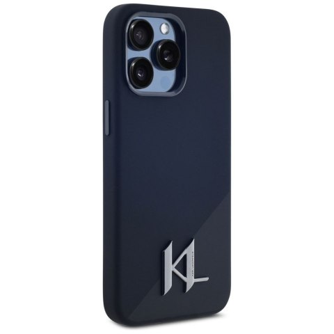 KARL LAGERFELD Etui do iPhone 15 Pro Max kompatybilny z MagSafe KLHMP15XSCMKMPCK (Silicone Initial Metal Logo) czarny