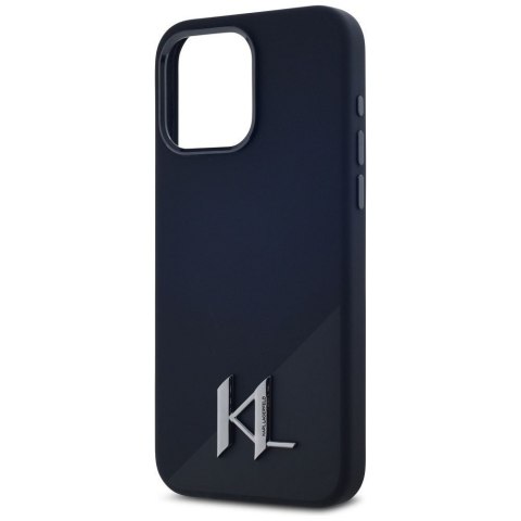 KARL LAGERFELD Etui do iPhone 15 Pro Max kompatybilny z MagSafe KLHMP15XSCMKMPCK (Silicone Initial Metal Logo) czarny