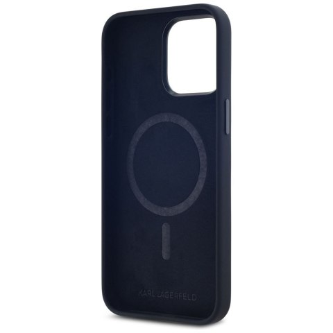 KARL LAGERFELD Etui do iPhone 15 Pro Max kompatybilny z MagSafe KLHMP15XSCMKMPCK (Silicone Initial Metal Logo) czarny