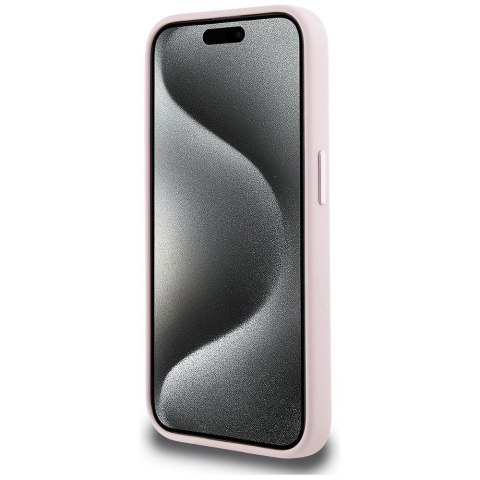 KARL LAGERFELD Etui do iPhone 15 Pro Max kompatybilny z MagSafe KLHMP15XSCMKMPCP (Silicone Initial Metal Logo) różowy