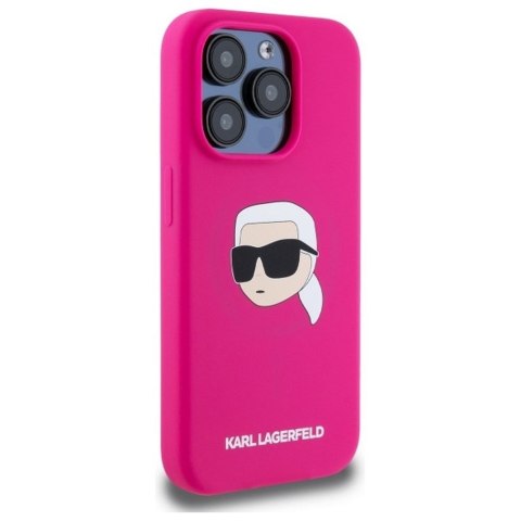 KARL LAGERFELD Etui do iPhone 15 Pro Max kompatybilny z MagSafe KLHMP15XSKHPPLF (SIL KL Head Print) fuschia