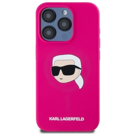KARL LAGERFELD Etui do iPhone 15 Pro Max kompatybilny z MagSafe KLHMP15XSKHPPLF (SIL KL Head Print) fuschia