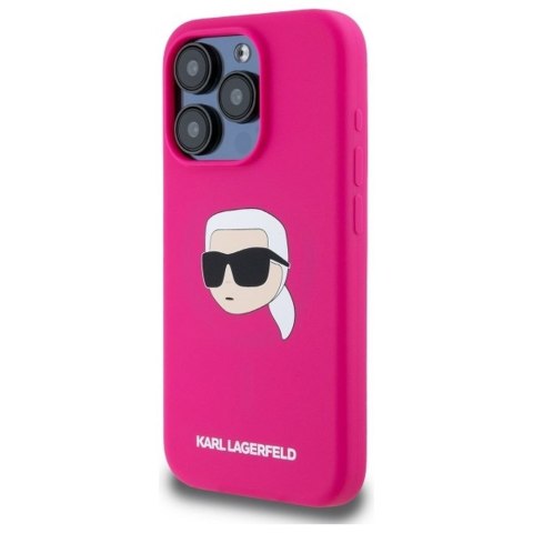 KARL LAGERFELD Etui do iPhone 15 Pro Max kompatybilny z MagSafe KLHMP15XSKHPPLF (SIL KL Head Print) fuschia