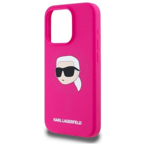 KARL LAGERFELD Etui do iPhone 15 Pro Max kompatybilny z MagSafe KLHMP15XSKHPPLF (SIL KL Head Print) fuschia