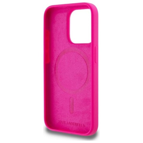 KARL LAGERFELD Etui do iPhone 15 Pro Max kompatybilny z MagSafe KLHMP15XSKHPPLF (SIL KL Head Print) fuschia
