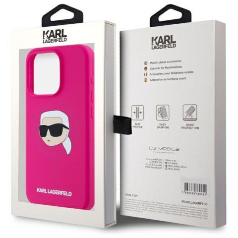 KARL LAGERFELD Etui do iPhone 15 Pro Max kompatybilny z MagSafe KLHMP15XSKHPPLF (SIL KL Head Print) fuschia