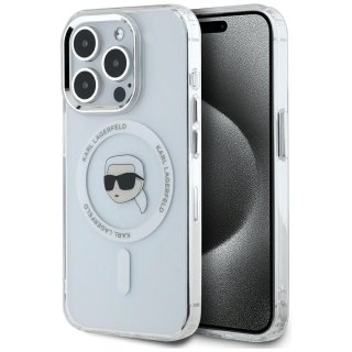 KARL LAGERFELD Etui do iPhone 15 Pro kompatybilny z MagSafe KLHMP15LHLSKIH (IML Metal K Head) biały