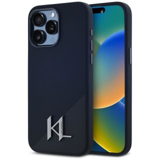 KARL LAGERFELD Etui do iPhone 15 Pro kompatybilny z MagSafe KLHMP15LSCMKMPCK (Silicone Initial Metal Logo) czarny