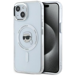 KARL LAGERFELD Etui do iPhone 15 kompatybilny z MagSafe KLHMP15SHLSKIH (IML Metal K Head) biały