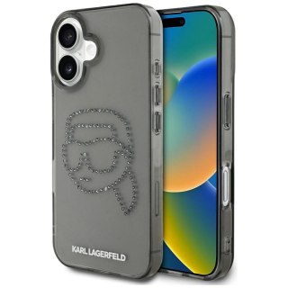KARL LAGERFELD Etui do iPhone 16 Pro KLHCP16LHKHDCELK (IML Rhinestones S K Head) czarny
