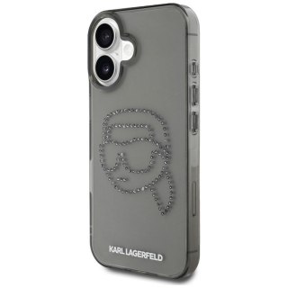 KARL LAGERFELD Etui do iPhone 16 Pro KLHCP16LHKHDCELK (IML Rhinestones S K Head) czarny