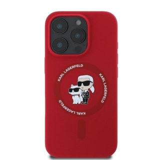 KARL LAGERFELD Etui do iPhone 16 Pro kompatybilny z MagSafe KLHMP16LSCMKCRHR (Silicone KC Body Ring) czerwony