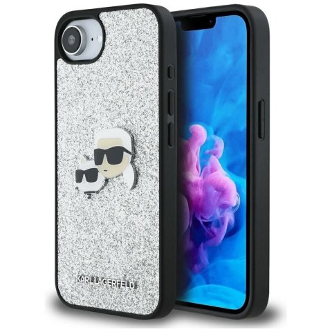 KARL LAGERFELD Etui do iPhone 16e KLHCPSE4PFGKCPS (Fixed Glitter W/ Ikonik Metal Pin) srebrny