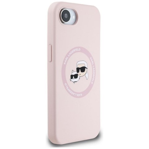 KARL LAGERFELD Etui do iPhone 16e kompatybilny z MagSafe KLHMPSE4SKCHTCP (Silicone Double Heads) różowy
