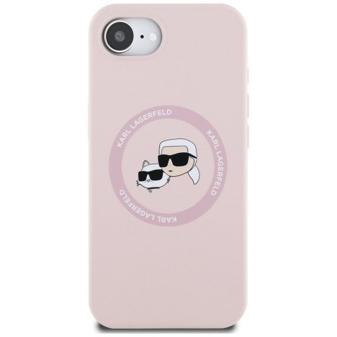 KARL LAGERFELD Etui do iPhone 16e kompatybilny z MagSafe KLHMPSE4SKCHTCP (Silicone Double Heads) różowy