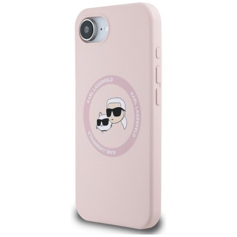 KARL LAGERFELD Etui do iPhone 16e kompatybilny z MagSafe KLHMPSE4SKCHTCP (Silicone Double Heads) różowy