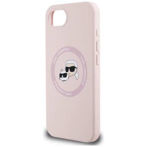 KARL LAGERFELD Etui do iPhone 16e kompatybilny z MagSafe KLHMPSE4SKCHTCP (Silicone Double Heads) różowy