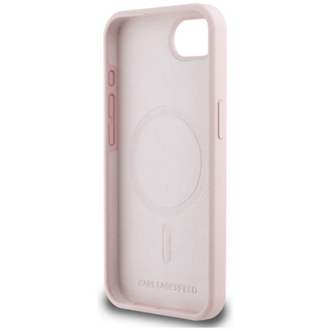 KARL LAGERFELD Etui do iPhone 16e kompatybilny z MagSafe KLHMPSE4SKCHTCP (Silicone Double Heads) różowy