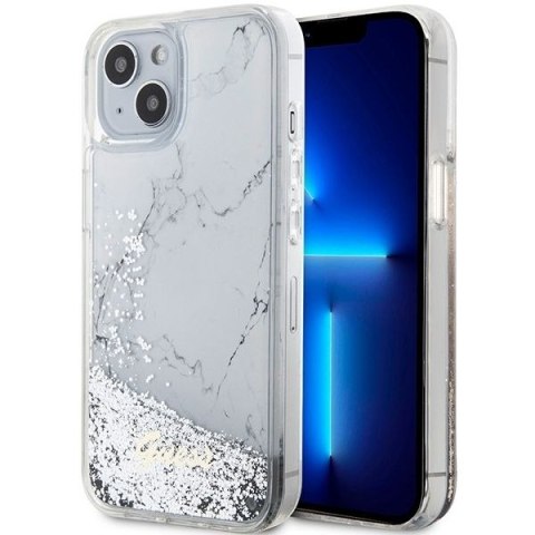 GUESS Etui do iPhone 13 / 14 / 15 GUHCP14SLCSGSGH (Liquid Glitter Marble) biały