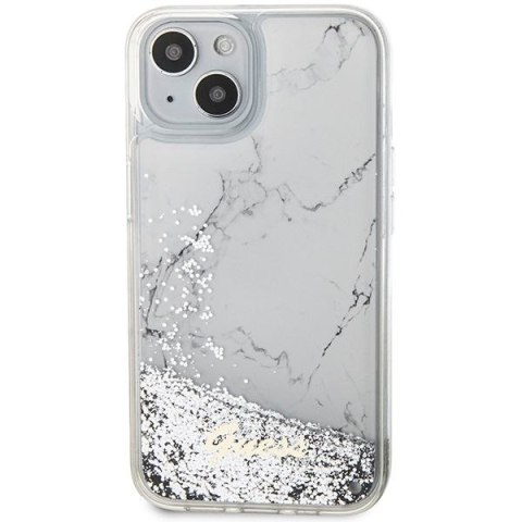 GUESS Etui do iPhone 13 / 14 / 15 GUHCP14SLCSGSGH (Liquid Glitter Marble) biały