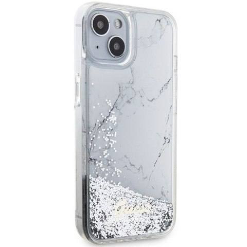 GUESS Etui do iPhone 13 / 14 / 15 GUHCP14SLCSGSGH (Liquid Glitter Marble) biały