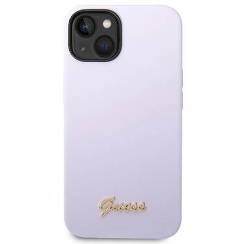 GUESS Etui do iPhone 13 / 14 / 15 GUHCP14SSLSMU (Silicone Vintage Gold Logo) fioletowy