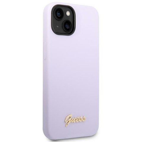 GUESS Etui do iPhone 13 / 14 / 15 GUHCP14SSLSMU (Silicone Vintage Gold Logo) fioletowy