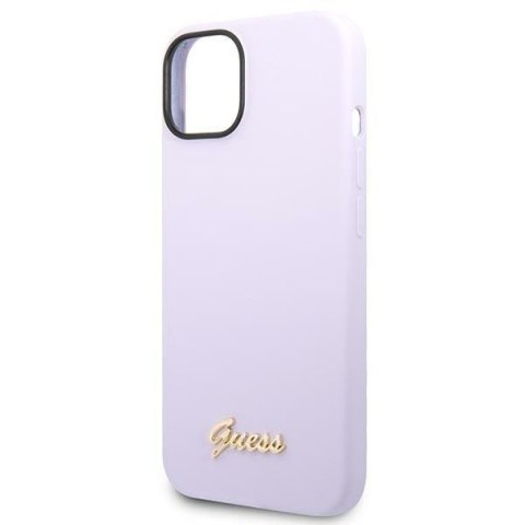 GUESS Etui do iPhone 13 / 14 / 15 GUHCP14SSLSMU (Silicone Vintage Gold Logo) fioletowy