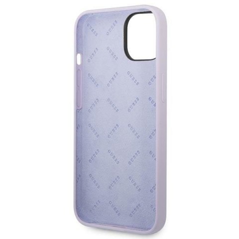 GUESS Etui do iPhone 13 / 14 / 15 GUHCP14SSLSMU (Silicone Vintage Gold Logo) fioletowy