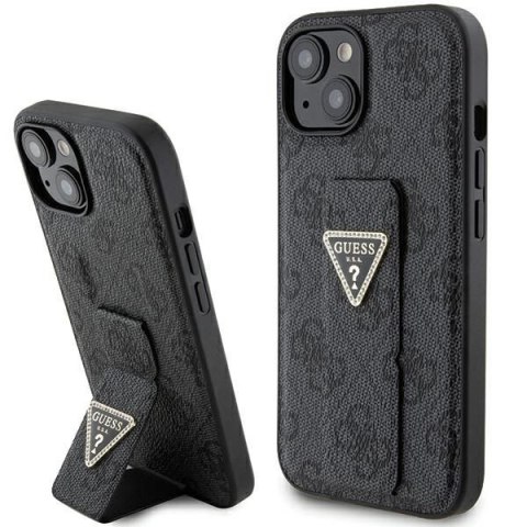 GUESS Etui do iPhone 13 / 14 / 15 GUHCP15SPGS4TDK (Grip Stand 4G Triangle Strass) czarny